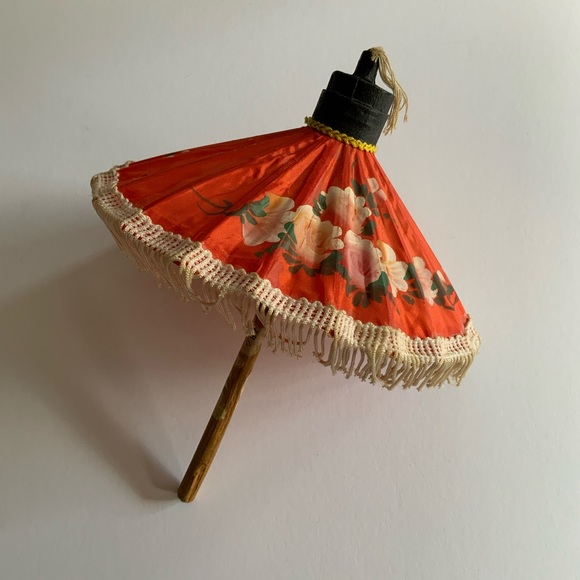 Vintage Other - Handpainted Fabric Umbrella